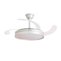 Ventilador de Techo INNOVAGOODS Aspas Retráctiles Motor DC Silencioso, color gris Plata LED 48W