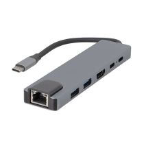 Hub USB-C 6 en 1 de Edenwood con HDMI, RJ45, USB 3.0 y USB-C PD
