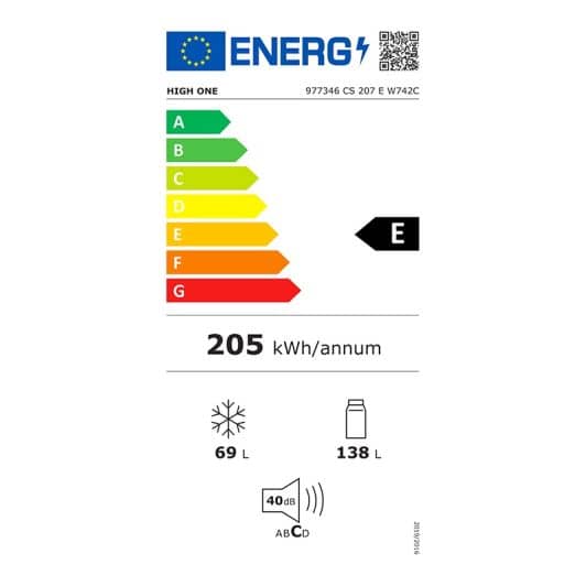 Frigorífico combi HIGH ONE CS 207 E W742C