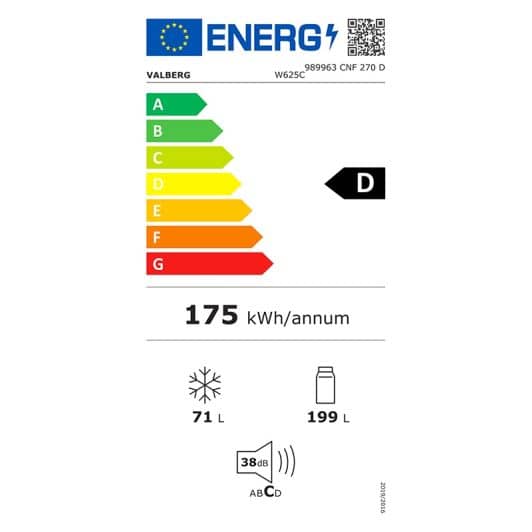 Frigorífico Combi No Frost VALBERG 270 litros Clase D W625C