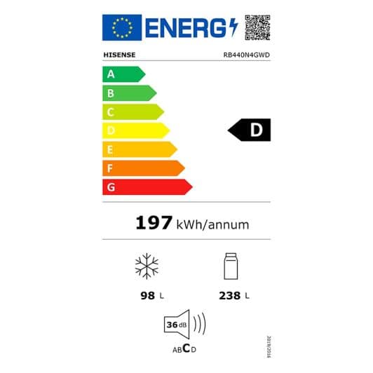 Frigorífico combi HISENSE RB440N4GWD Cristal blanco