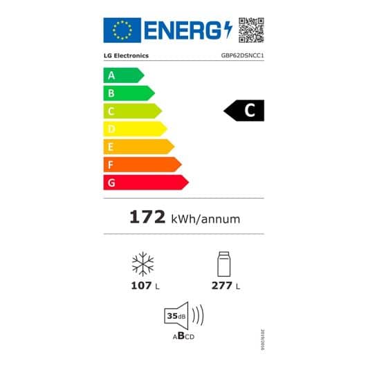 Frigorífico Combi LG GBP62DSNCC1