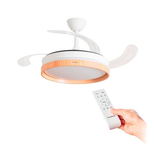 Ventilador de techo con aspas retráctiles Innovagoods - color Madera y Blanco