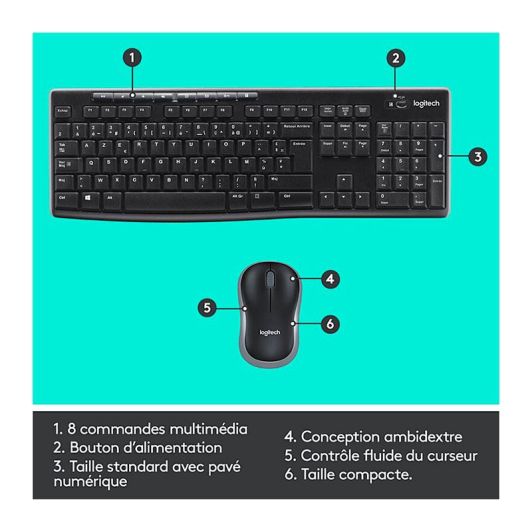 Pack teclado + ratón inalámbricos LOGITECH MK270