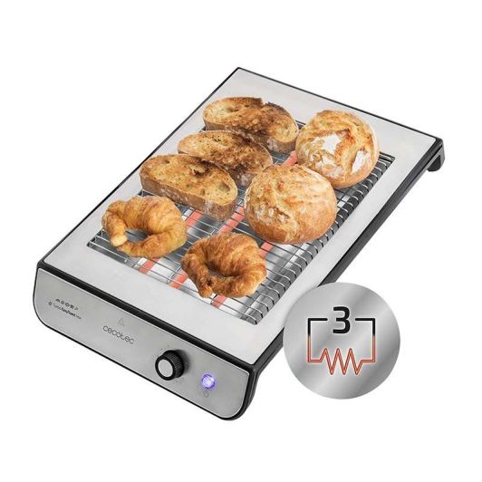 Tostador Plano CECOTEC Turbo EasyToast Inox 900W 3 barras