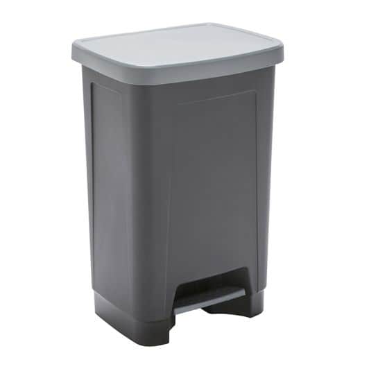  Cubo de basura de plástico negro 50L con pedal