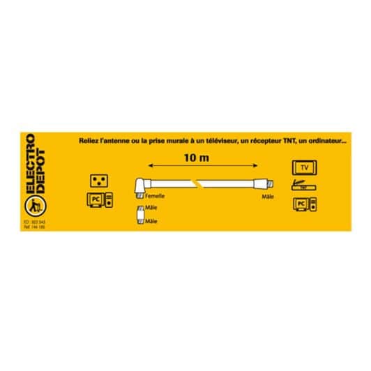 Cable de antena EDENWOOD 10 metros macho - hembra blanco