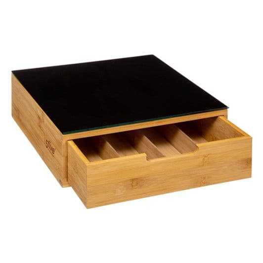 Cajonera de almacenamiento para cápsulas de café bambú/negro