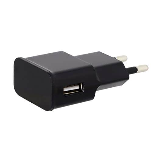 Cargador de red HIGH ONE 1 USB 2,4 A acodado negro