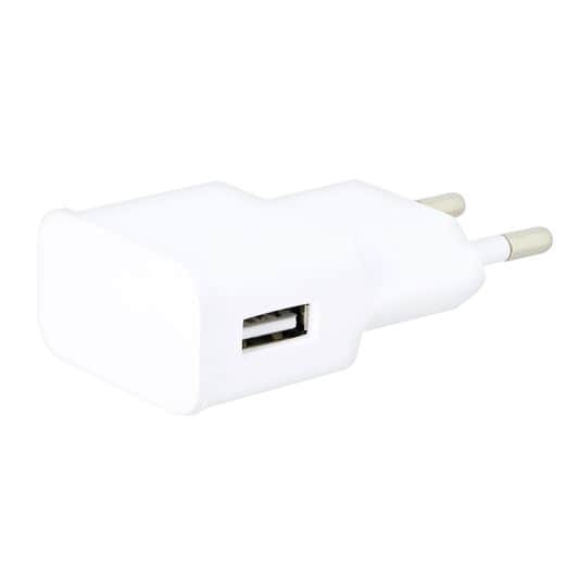 Cargador de red HIGH ONE 1 USB 2,4 A acodado blanco