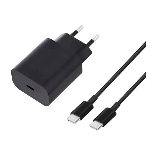 Cargador de red EDENWOOD 25W + cable 1m USB tipo C carga rápida negro