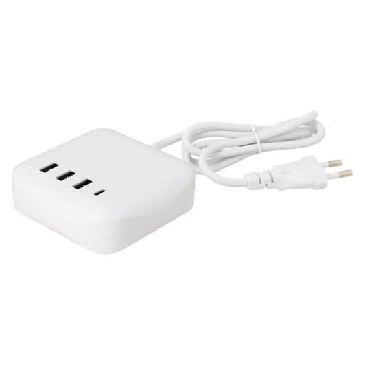 Cargador de red EDENWOOD 40W 3 USBs + 1 USB tipo C blanco