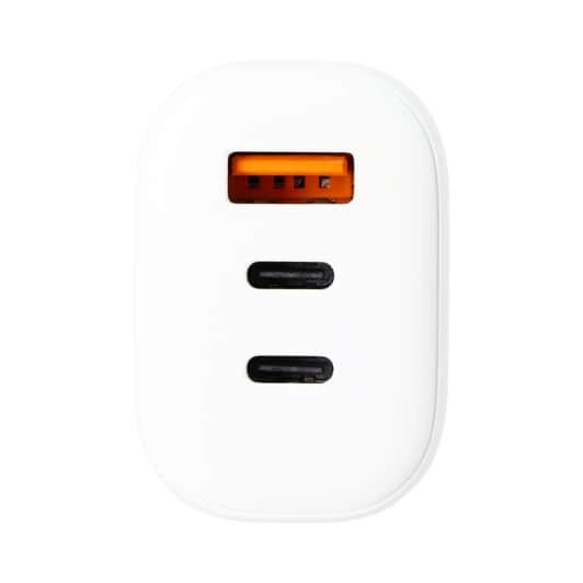 Cargador de red EDENWOOD 65W 2 USBs tipo C + 1 USB carga rápida + cable 1m USB tipo C blanco