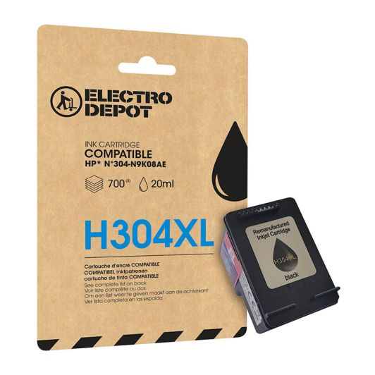 Cartucho de tinta ELECTRO DEPOT XL negro compatible con HP H304 