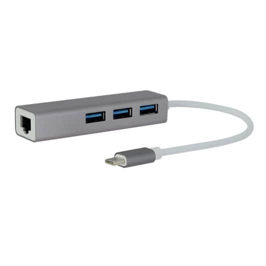 Hub Adaptador SEDEA USB-C => RJ45 + 3 puertos USB