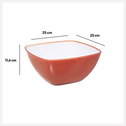Ensaladera cuadrada 25cm rojo