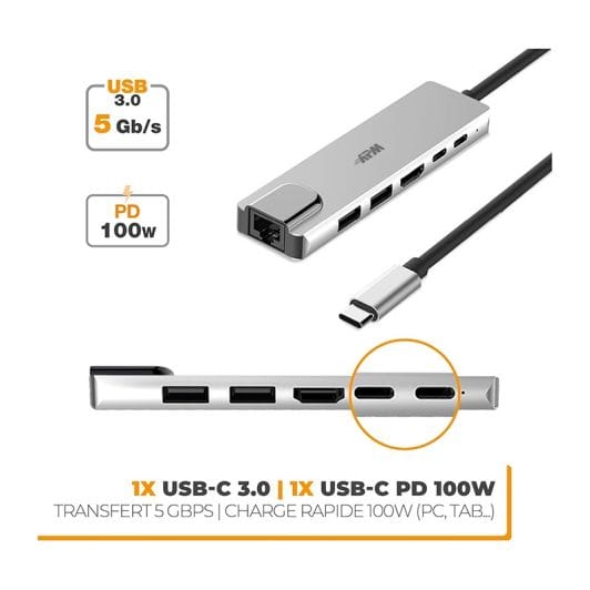 HUB APM USBC con USBA, USBC, HDMI, RJ45