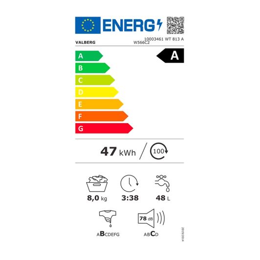 Lavadora 8kg 1300rpm Clase A VALBERG Blanco Carga Superior WT 813 A W566C2
