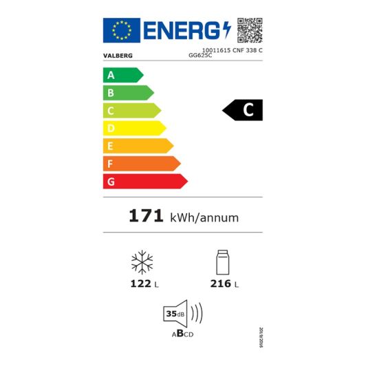 Frigorífico Combi No Frost VALBERG 338L Cristal Gris 185cm 35dB Clase C