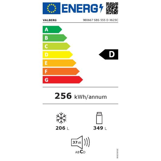 Frigorífico americano No-Frost, 555L, clase D, Inox, VALBERG SBS 555 D X742C