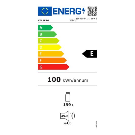 Refrigerador empotrado de 1 puerta VALBERG BI 1D 199 E W742C