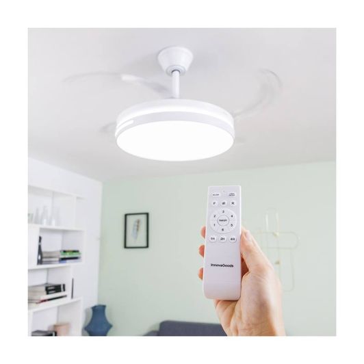  Ventilador Techo Retráctil INNOVAGOODS V0103890 36W con Altavoz Bluetooth Blanco 