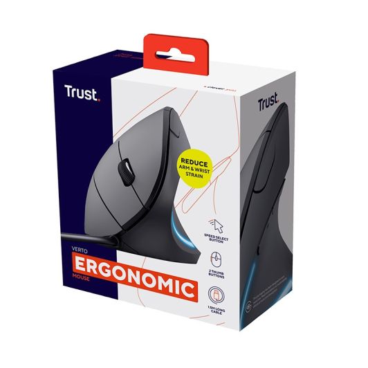 Ratón Vertical Ergonómico TRUST VERTO con Cable USB