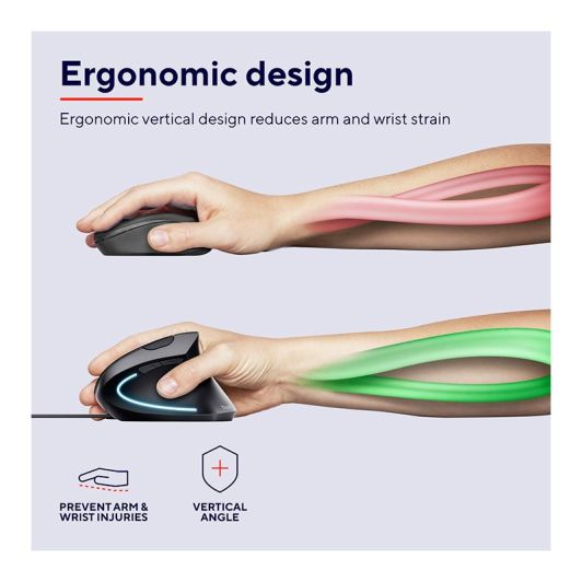 Ratón Vertical Ergonómico TRUST VERTO con Cable USB