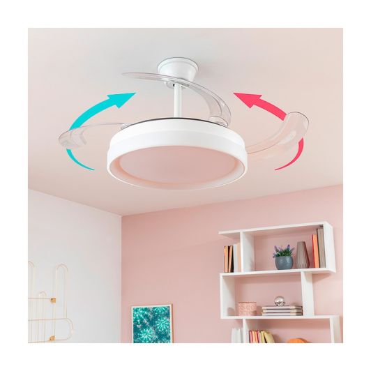 Ventilador de Techo INNOVAGOODS Aspas Retráctiles Motor DC Silencioso, color gris Plata LED 48W
