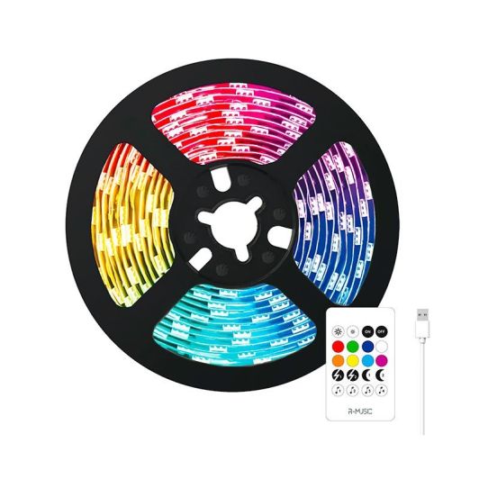 Cinta LED R-MUSIC USB 10m con control remoto