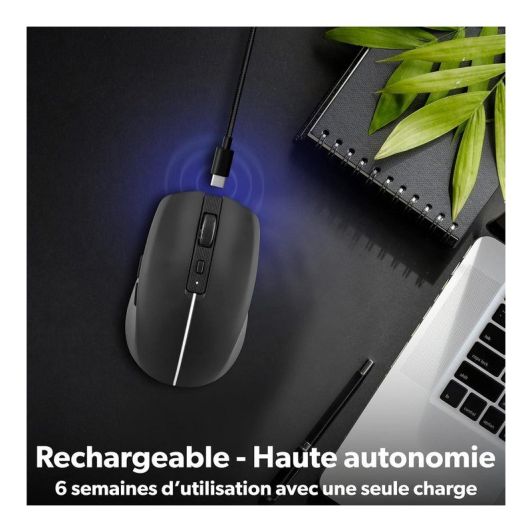 Ratón Inalámbrico Recargable T'nB Gradient Bluetooth y USB Negro