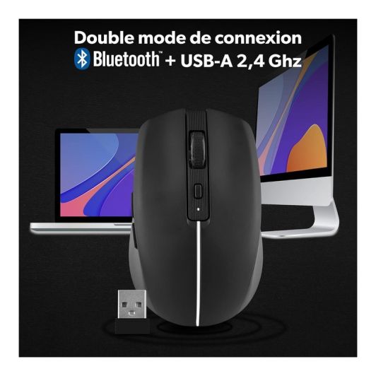 Ratón Inalámbrico Recargable T'nB Gradient Bluetooth y USB Negro