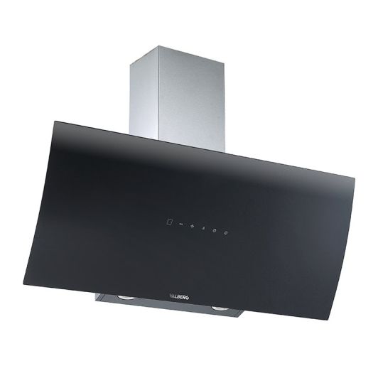 CAMPANA DECORATIVA INCLINADA 90cm, 585m3/h, Negra, Clase A++,  VALBERG CIH 90 EGK 302C V
