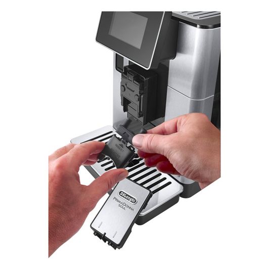 Cafetera Super automática, 19 bares, 2 tazas, pantalla táctil color, Espumador de leche, DELONGHI ECAM610.55.SB PRIMADONNA SOUL