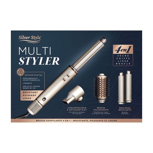 Cepillo Moldeador 1200W SILVER STYLE Iónico Aire Frío 4 en 1 MULTI STYLER
