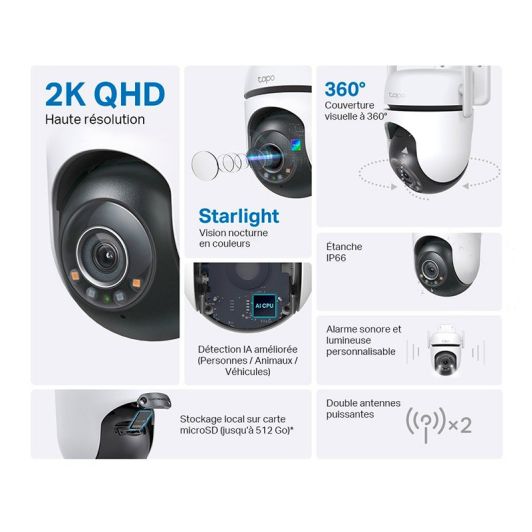 Cámara Seguridad Tapo C520WS 4MP 2K - Exterior Motorizada 360° Visión Nocturna Color