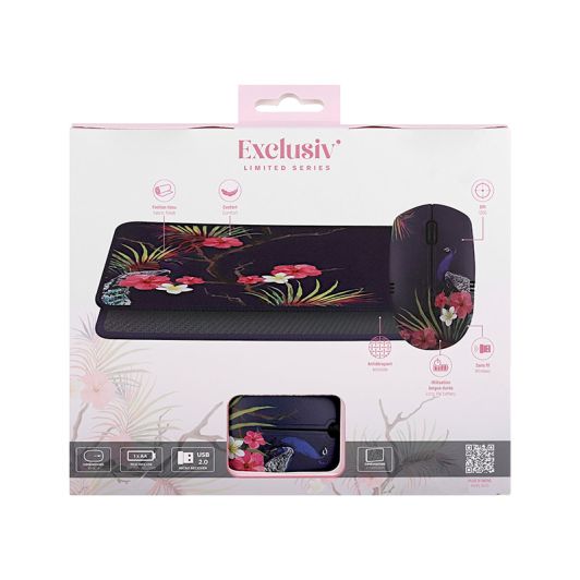 Pack Ratón Inalámbrico + Alfombrilla T'nB Tropic Diseño Tropical USB
