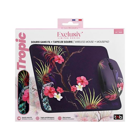 Pack Ratón Inalámbrico + Alfombrilla T'nB Tropic Diseño Tropical USB
