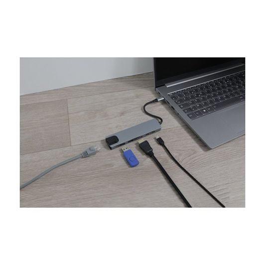 Hub USB-C 6 en 1 de Edenwood con HDMI, RJ45, USB 3.0 y USB-C PD