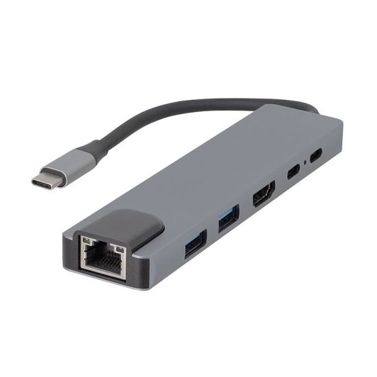 Hub USB-C 6 en 1 de Edenwood con HDMI, RJ45, USB 3.0 y USB-C PD