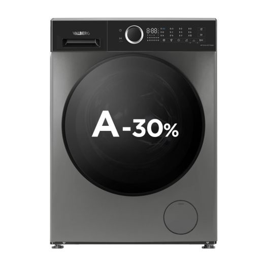 Lavadora 8kg 1400rpm Clase A -30% VALBERG Gris Carga Frontal WF 814 A-30 F S566C