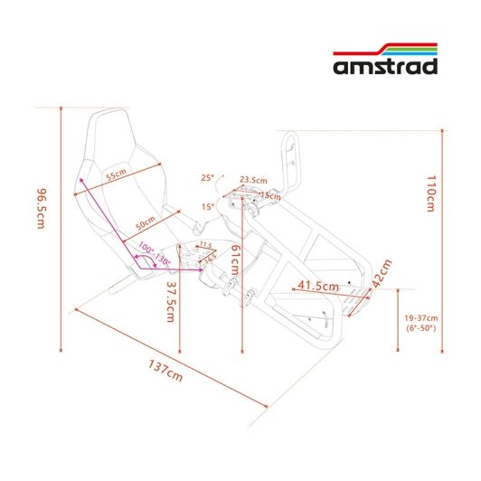 Asiento de simulación negro AMSTRAD AMS RACING DRIFT