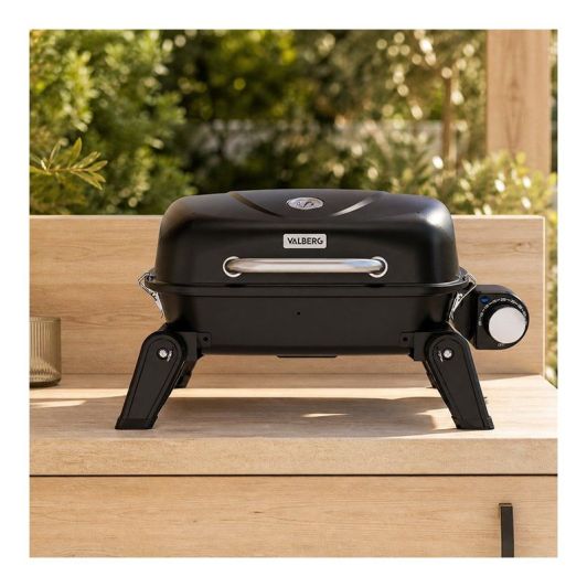 Barbacoa Eléctrica Portátil VALBERG Tapa con termostato y Patas plegables 2200W ELEC-VAL-PORT4737