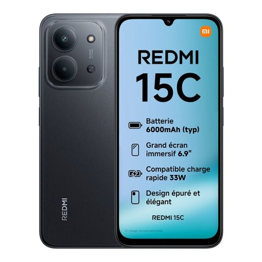 Smartphone XIAOMI Redmi 15C 4GB 128GB Pantalla 6.9 pulgadas Negro - Midnight Black Cámara 50 MP Batería 6000 mAh - Móvil Libre