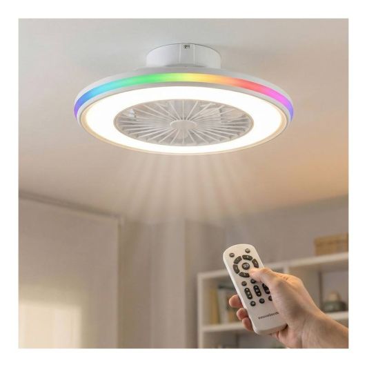 Ventilador de Techo Luz RGB INNOVAGOODS V0104044 Blanco