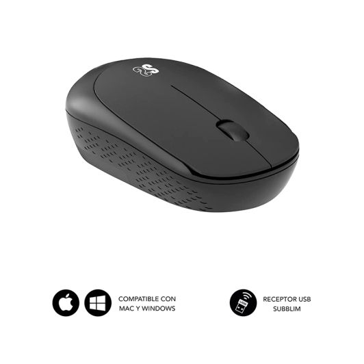 Pack Subblim Ratón Inalámbrico Óptico USB + Alfombrilla Escritorio Extra Grande XL