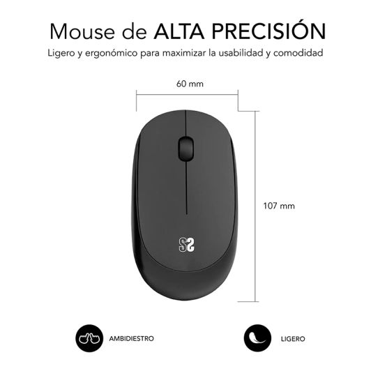Pack Subblim Ratón Inalámbrico Óptico USB + Alfombrilla Escritorio Extra Grande XL