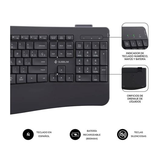 Pack Teclado y Ratón Inalámbrico SUBBLIM Office Pro Español USB