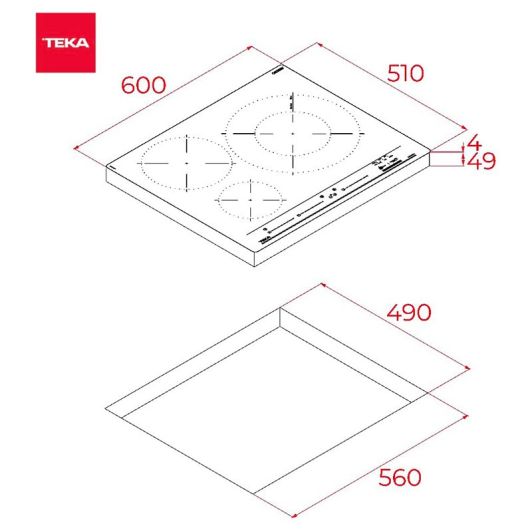 Placa inducción 3 zonas, Zona Paellera 32cm, 8200w,  TEKA IZC 63320 MPS MestrePaeller
