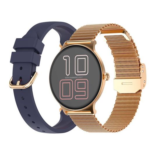 Reloj inteligente ECHO Rainbow Sunset, azul - oro rosa - 2 correas